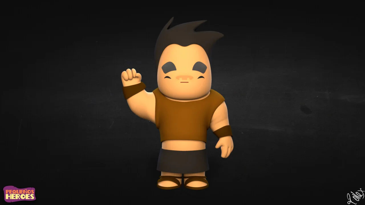 Eliab with one fist raised and eyes closed, mid-cheer.