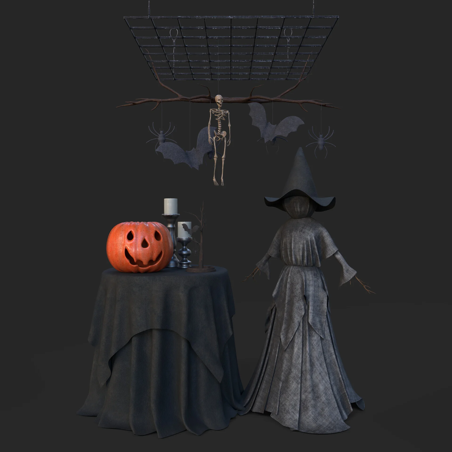 The scene rendered inside Substance Painter under flat lighting, showing the textures on their own.