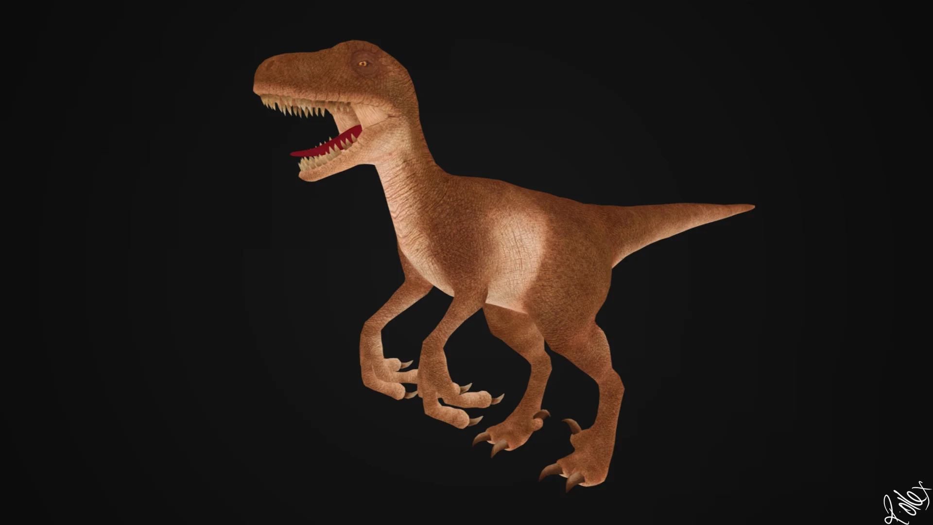 Side view of the textured model against black.