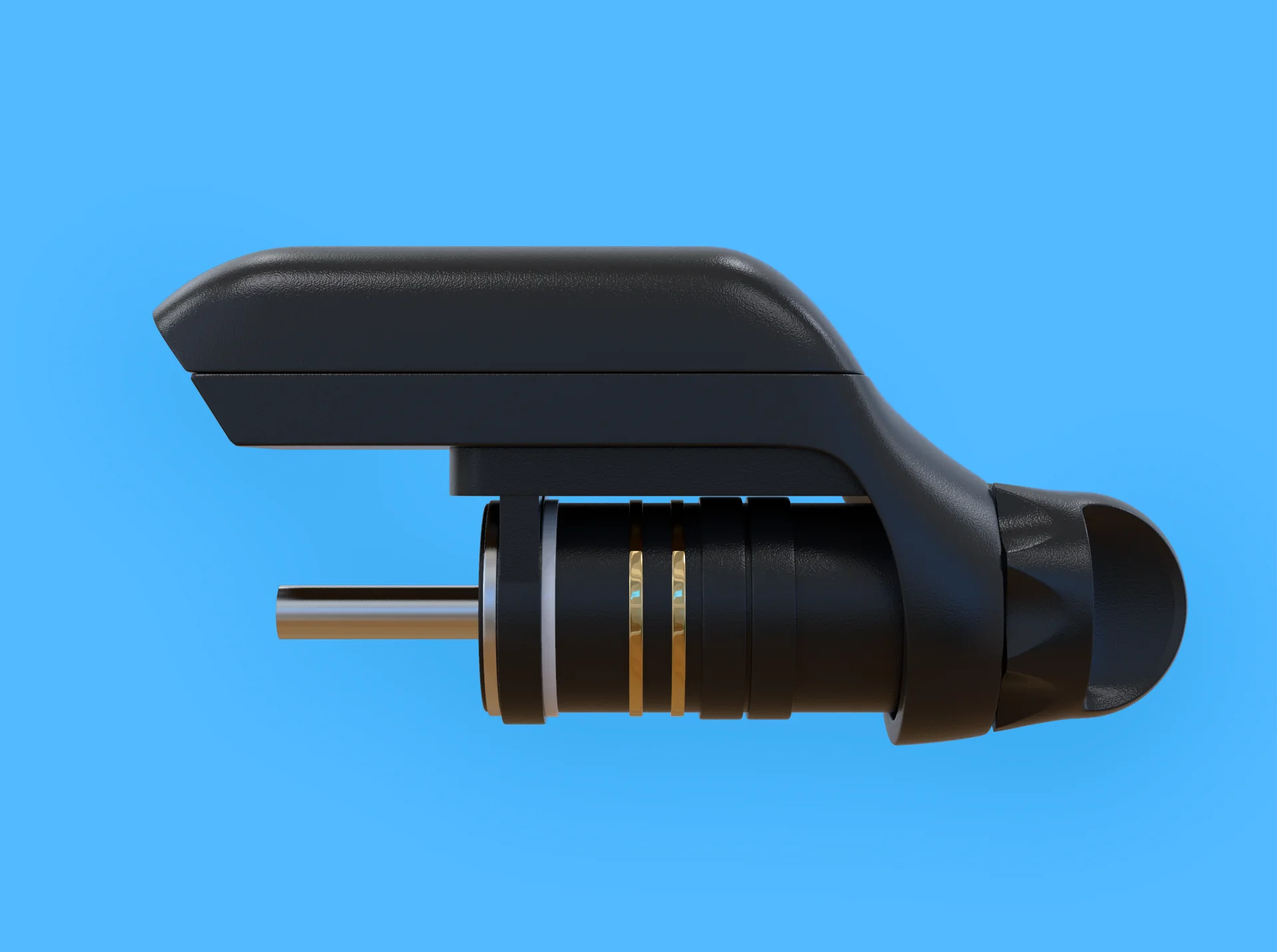 Side view of the instrument with the jaw closed.