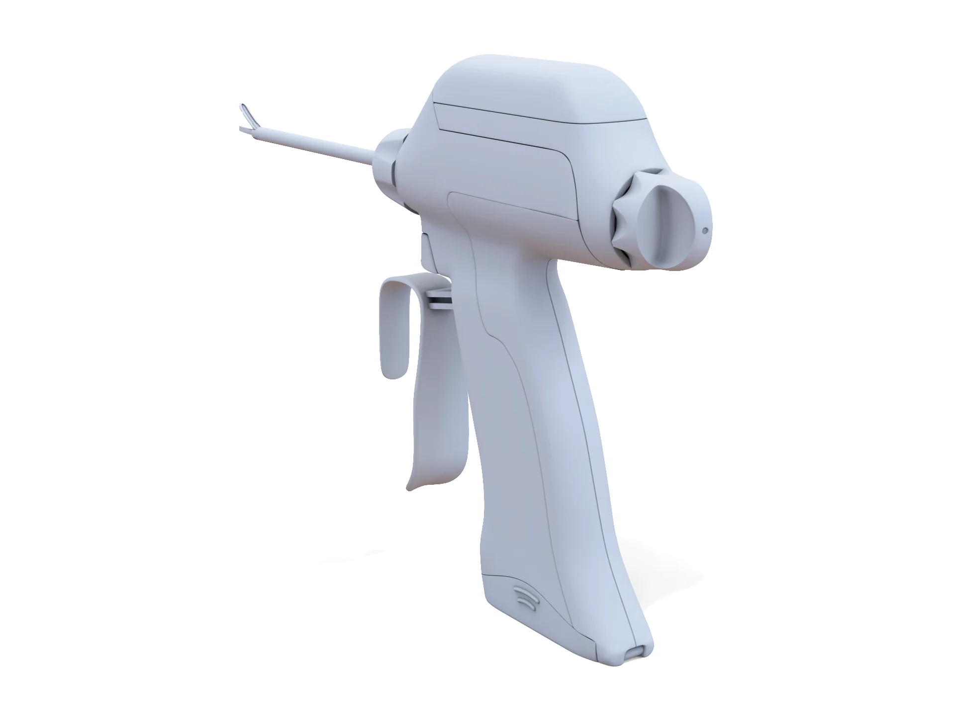 Clay render in profile, full length of the instrument.